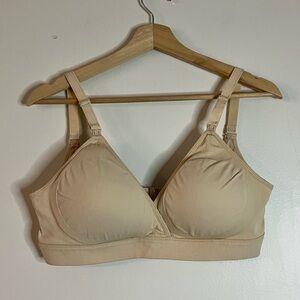 Beige Wireless Nursing Bra – Large | Adjustable, Soft & Supportive
